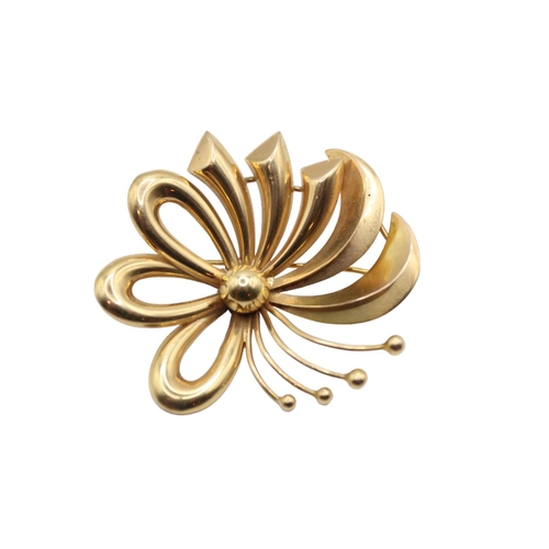 156 - 18ct Gold Illusionist Floral brooch. 5cm in diameter. 11.5g total weight