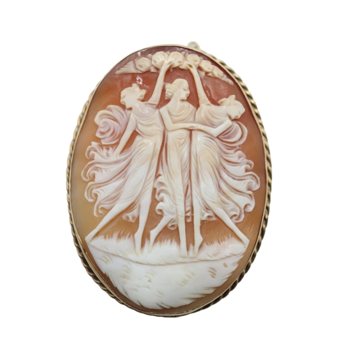 158 - Large Late 19thC Cameo 3 Graces in 9ct Gold Mount. 65mm total size