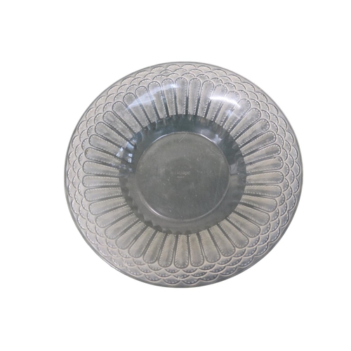 62 - Rene Lalique Glass 'Jaffa' fruit bowl moulded over lapping stylised leaves, 31.5cm diameter, signed ... 