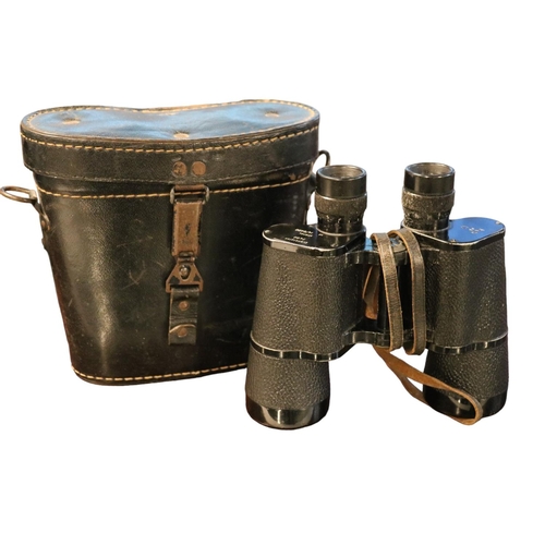 83 - WW2 German Dienstglas 7 x 50 Binoculars in fitted leather case. Dated 1944 with eagle markings. Clea... 