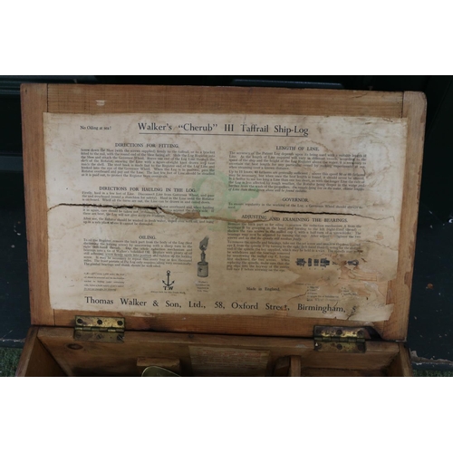 144 - Original Pine cased Walkers Cherub III Taffrail Ship Log by Thomas Walker & Son Limited of Birmingha... 