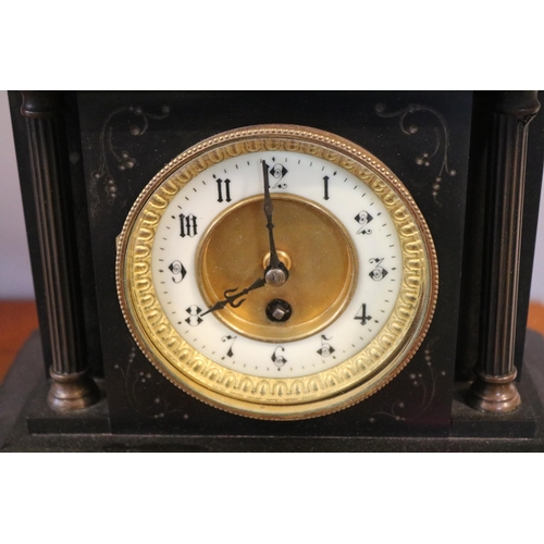 114 - 19ThC Belgian Slate Mantel clock with numeral dial