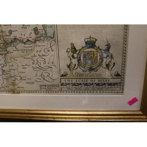 124 - Framed map of Huntington 1620 by George Humbell