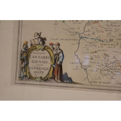 125 - Framed Antique map of Cambridgeshire and Huntingdonshire