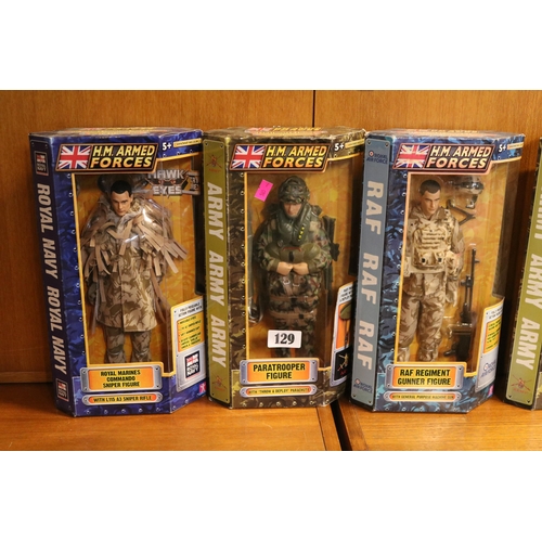 129 - 5 Boxed H M Forces figures and a boxed Elite Force WWII British Paratrooper