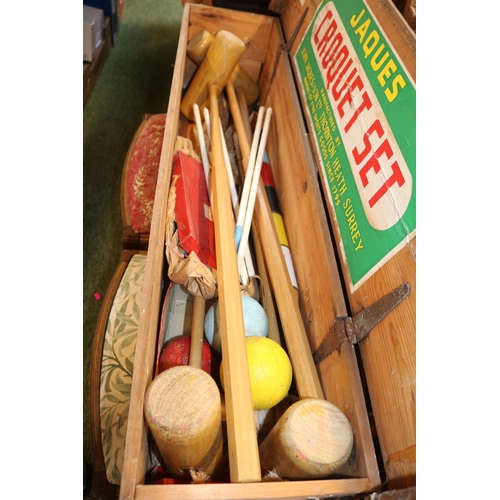 145 - Boxed Jaques of London Croquet set with Mallets, Balls and Hoops