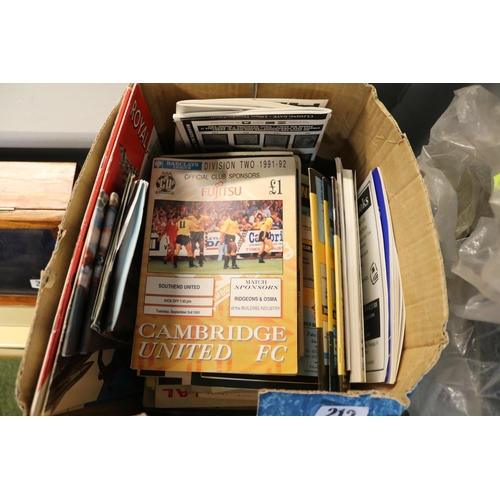 212 - Large collection of football and other programmes consisting of mainly Cambridge United from the 198... 