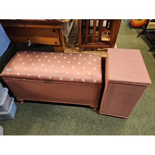 429 - Lloyd Loom Ottoman with matched linen basket