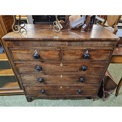 438 - Georgian Chest of 2 over 3 drawers with turned handles and Bone Escutcheons