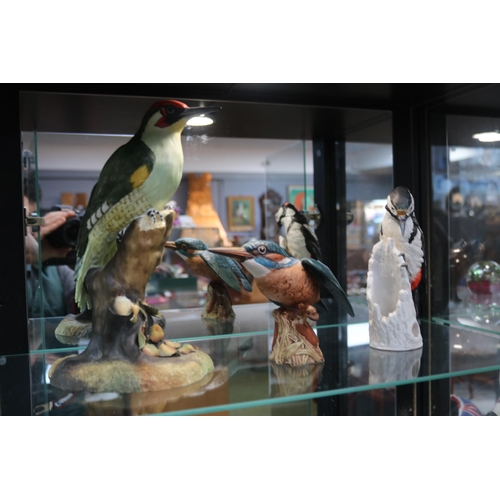 61 - Royal Crown Derby figure of a Wood pecker, Beswick Kingfisher and a Goebel Woodpecker