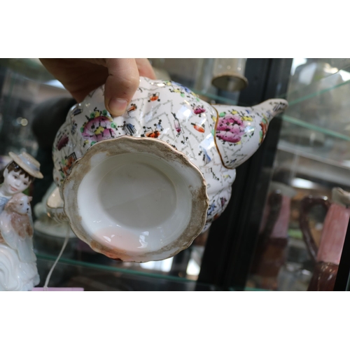 81 - Early 19thC Masons Teapot C.1835 and a Victorian Aesthetics Movement Teapot and a Coalport Limited e... 