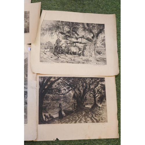 97 - Frank Clinger Scallan 1870 - 1950 Collection of 9 Early Engravings hand signed