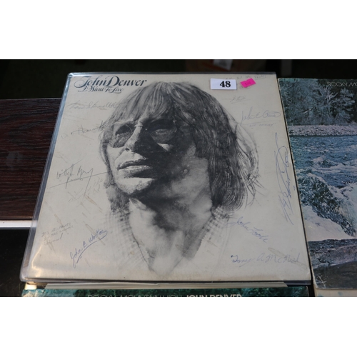 85 - Collection of John Denver records inc. I want to Live with assorted signatures to sleeve