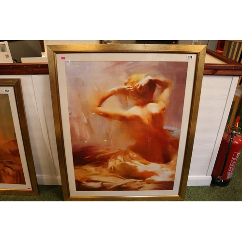 113 - Large Gilt framed poster print of a Nude 87 x 106cm