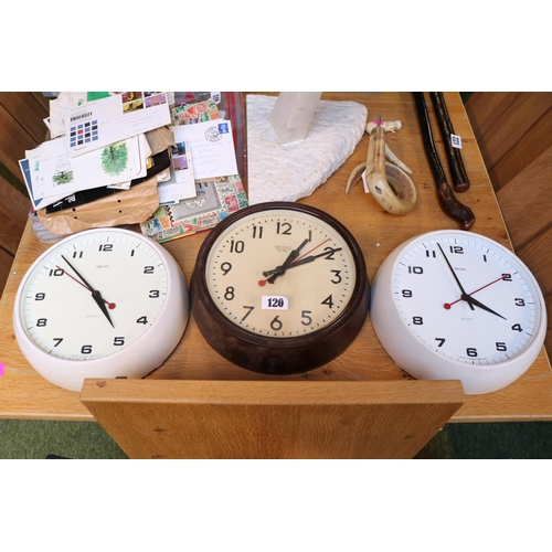 120 - Vintage Smiths Sectric numeral clock and 3 later Smiths wall clocks