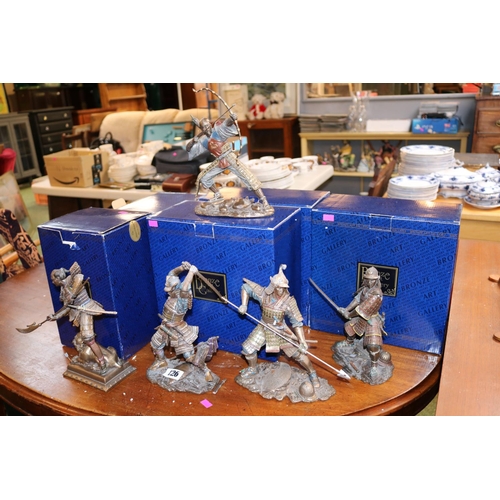 126 - Collection of 5 Bronze Art Gallery Samurai figures boxed