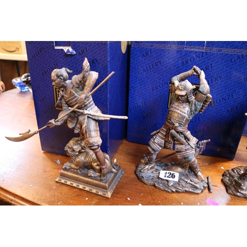 126 - Collection of 5 Bronze Art Gallery Samurai figures boxed