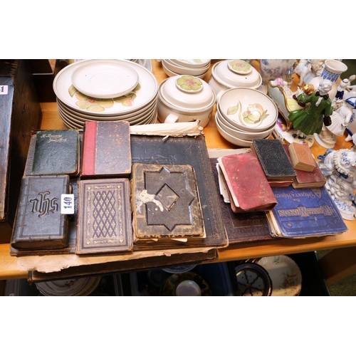 140 - Large 19thC Family Bible and assorted Bibles and Religious books