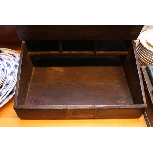 141 - Late 18thC Oak Country Bible Box with hinged lid