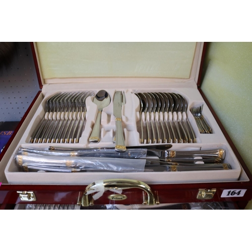 164 - Wooden Cased Prima Carisbrooke Canteen of Cutlery Stainless Steel