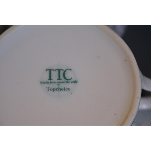 174 - TTC by Topchoice green mottled banded part dinner service