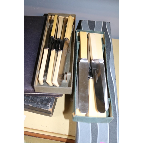 175 - Collection of assorted Boxed sets of Flatware inc. Dessert knives, Teak Handled cutlery etc