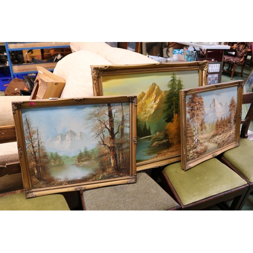 212 - Set of 3 Gilt Framed Oil on canvas pictures