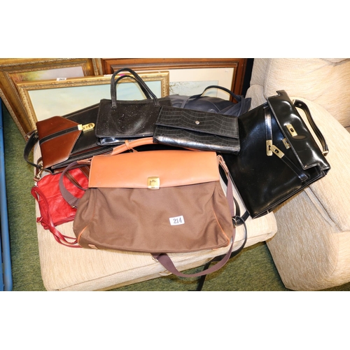 214 - Collection of assorted Vintage Handbags mostly Leather