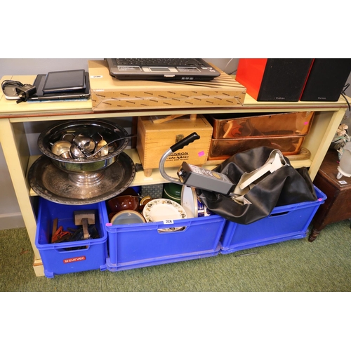 218 - Large Collection of assorted House Clearance items inc. Metal Detector, Silver plated table ware, Co... 