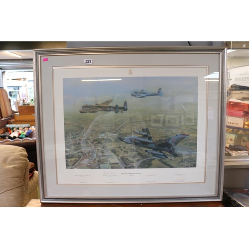 227 - Framed Tribute to 617 Squadron Past and Present by John Pettit signed by Leonard Cheshire and assort... 