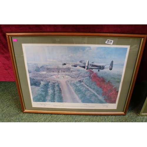 228 - Framed 1995 Print by Petrie signed by Paul Day and Flt Lt M J Chatterton Lancaster Pilot