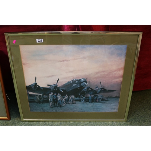 229 - Framed Terence Cuneo Print of a Bomber and Crew