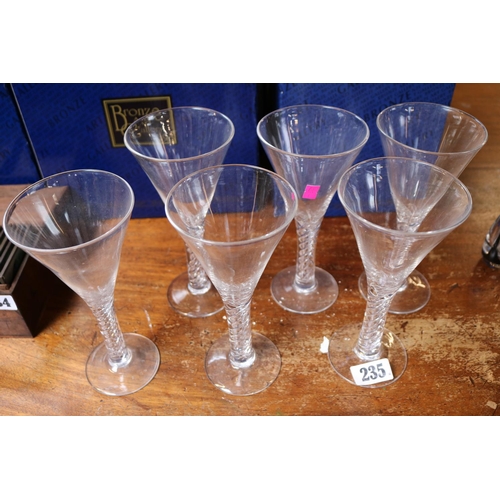 235 - Set of 6 Good quality Wine glasses with Air Twist stems