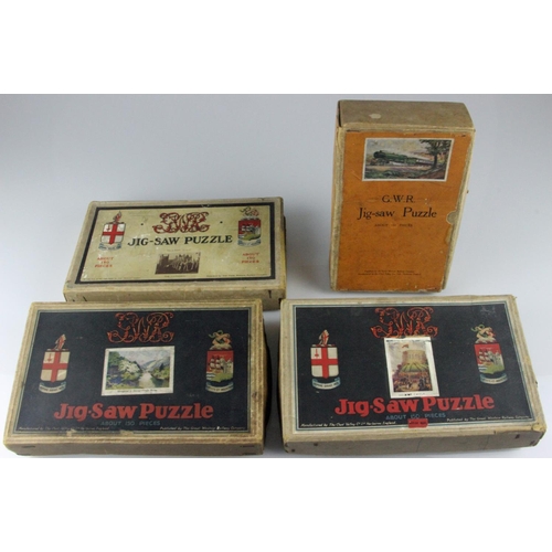 64 - Collection of four GWR Chad Valley Jigsaws 1920/30's in original boxes. Comprising; Windsor Castle c... 