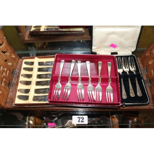 72 - Hardwood Indonesian extending bookstand and a collection of Silver plated Flatware