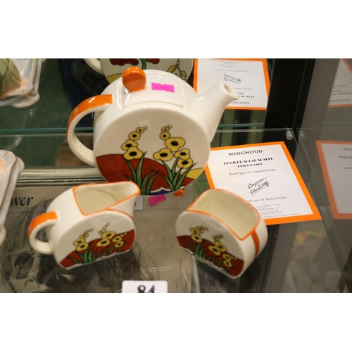 84 - Wedgwood 3 Piece Bonjour Bizarre Clarice Cliff Tea set