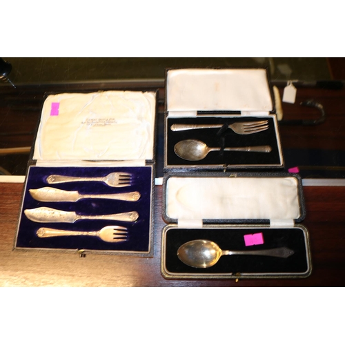 261 - Collection of Silver Boxed Flatware inc. 3 Piece Silver Set by Thomas Ross & Son of Glasgow 135g tot... 