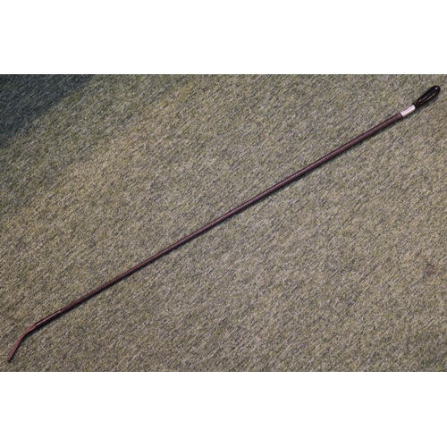 266 - 20thC Silver Collarded Kenneth James Jack riding crop of woven design 105cm in Length with bovine kn... 