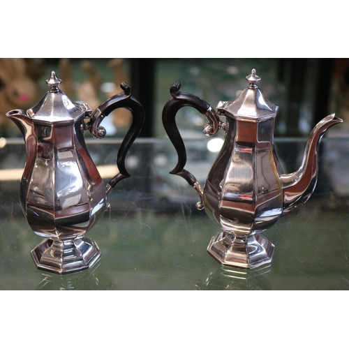 272 - Finnigans of Manchester Silver A1 Plated Coffee pot and Chocolate pot of panelled form. 15.5cm in He... 