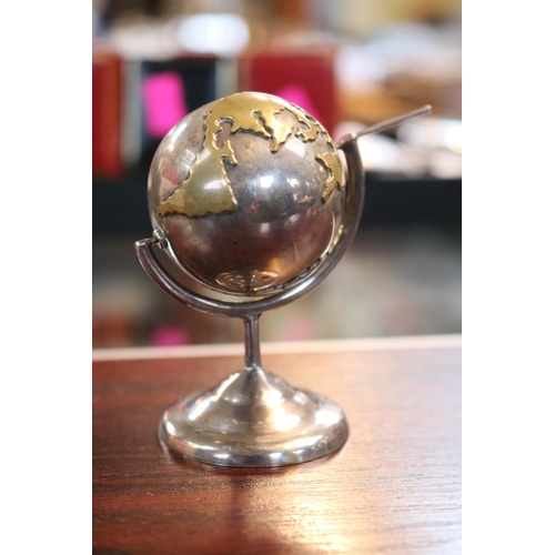 280 - White Metal Rotating Musical Globe with applied Gilt Metal 7.5cm in Height