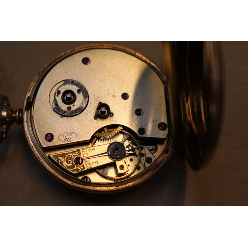 288 - Stauffer Son & Co 14K Gold cased pocket watch with enamelled roman numeral dial and engraved case. 4... 