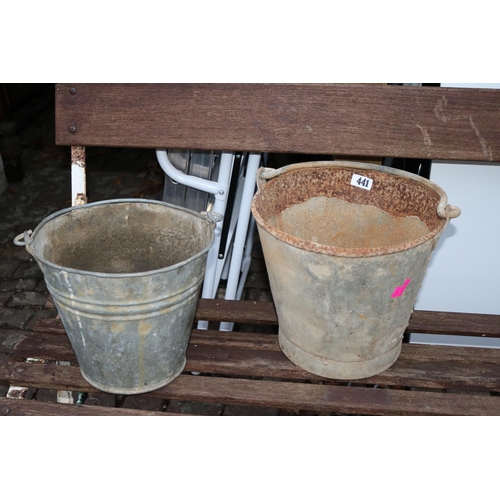 441 - 2 Vintage Galvanised Buckets