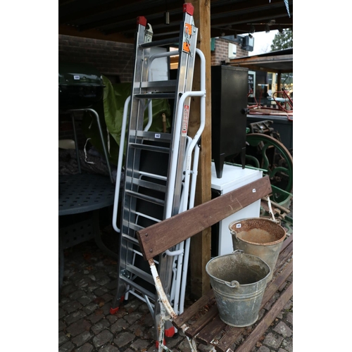 442 - Aluminium Ladder and a White ladder with handle support