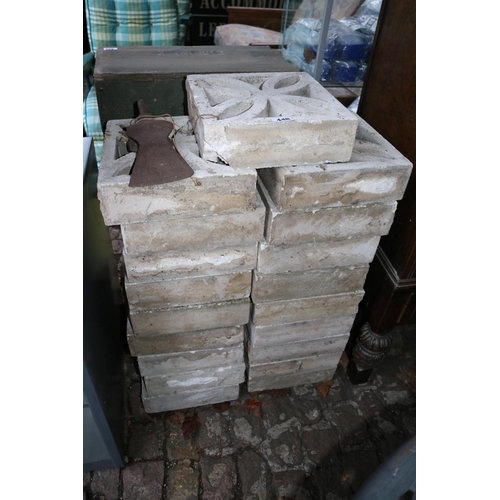 448 - Collection of 19 Garden wall decorative bricks