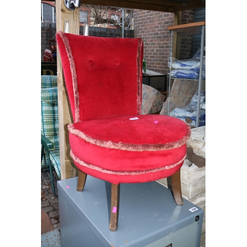 449 - Red upholstered Chair on splayed legs