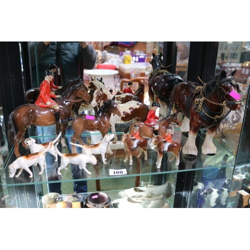 100 - Beswick Fox Hunting Horse & a collection of Beswick & other Horses