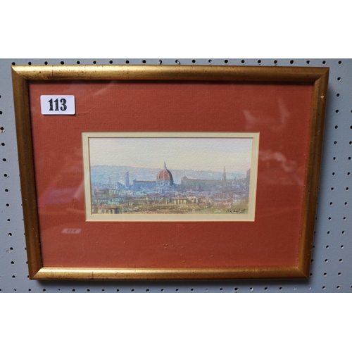 113 - Azad Nanakeli (born 1951) - Watercolour - A view of Florence dated 1998 18 x 9cm