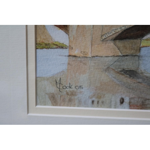 118 - M Cook Framed watercolour of Ponte Vecchio dated 2005 and another