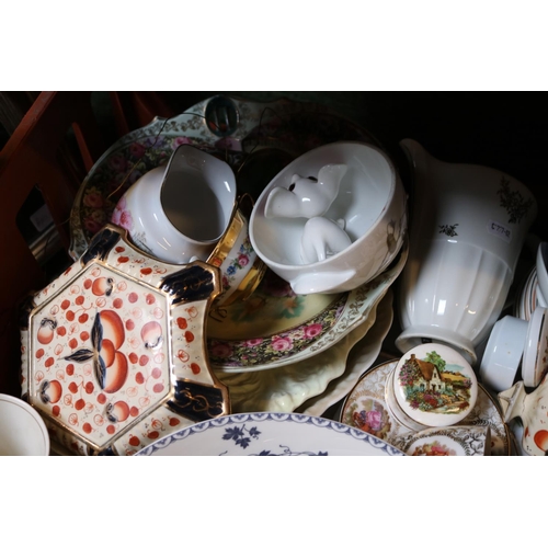 120 - 2 Large Trays of assorted House clearance ceramics and bygones to include Worcester, Wedgwood etc