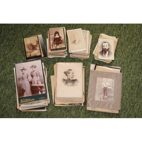 127 - Collection of asserted 19thC carte de viste and later Cabinet and other Sepia photographs, approxima... 